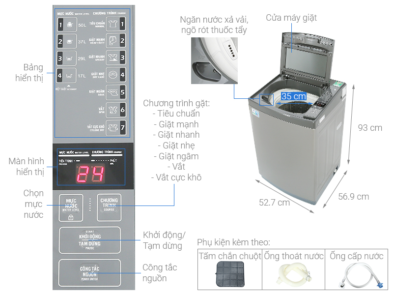 Máy giặt Aqua 8 KG AQW-KS80GT S-Hàng chính hãng ( Chỉ giao Hà Nội)