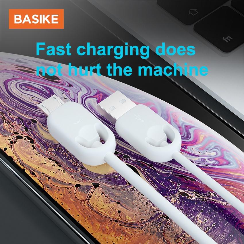 Cáp sạc 2A BASIKE 1M Cho iPhone Cổng Micro USB Type C Chất liệu silicon Thời gian sử dụng lâu dài-Hàng chính hãng