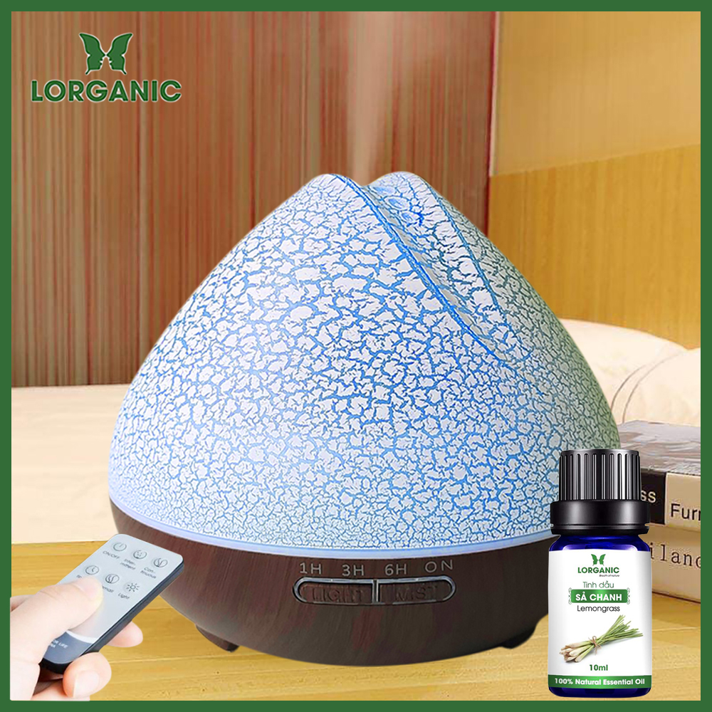 Combo Máy Khuếch Tán Máy Xông Tinh Dầu Lorganic Quả Đào Vân Rạn Fx2059 Tinh Dầu Sả Chanh Lorganic 10Ml Lgn0367 Thích Hợp Xông Phòng Diện Tích 15 - 40M2. - Vân Rạn Đế Nâu