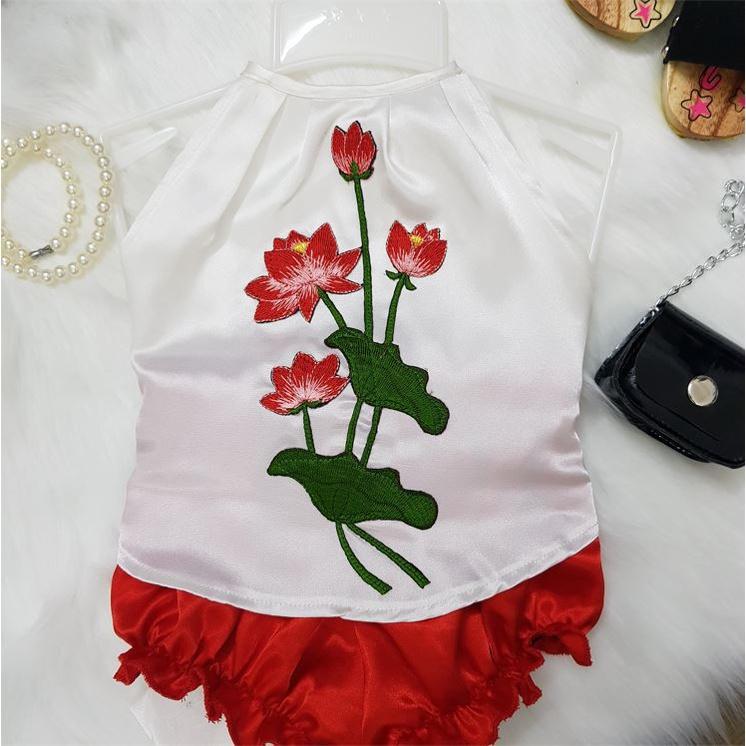 Bộ đồ bé gái yếm hoa hồng hoa sen CHẤT LIỆU CAO CẤP 8-22kg Angel Baby Thời Trang Thiết Kế