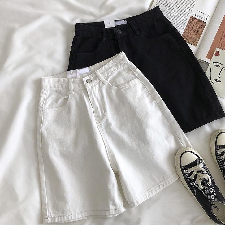 Quần short kaki nữ ống rộng basic, quần đùi ngố lưng cao phong cách Ulzzang - QO024