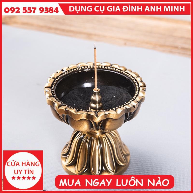 Lò Đồng Sen Thiền, Lư Hương Đồng Nguyên Chất, Lư Hương Gỗ Đàn Hương Cổ Gia Dụng, Đồ Trang Trí Lư Hương