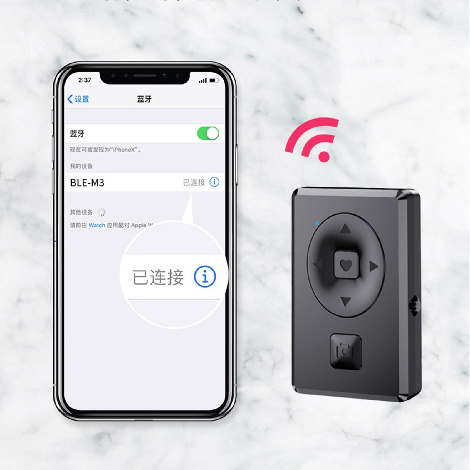 Wireless Bluetooth Camera Shutter Remote Control for Smartphones Black