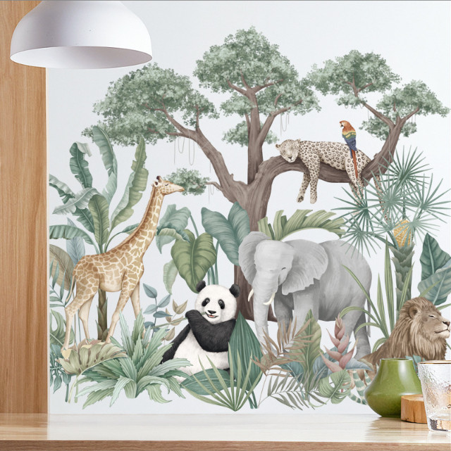 Decal trang trí tường - Những chú động vật trong rừng xanh