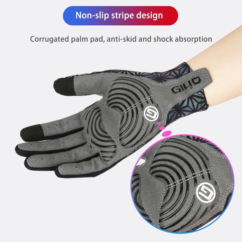 Bơm Giyo Nhiều Màu Dạ Quang Full Ngón Tay Găng Tay Xe Đạp Thể Thao Ngoài Trời Chống Trơn Trượt MTB Mitten Phản Xạ Làm Lóa Mắt Xe Máy Găng Tay Dài Ngón