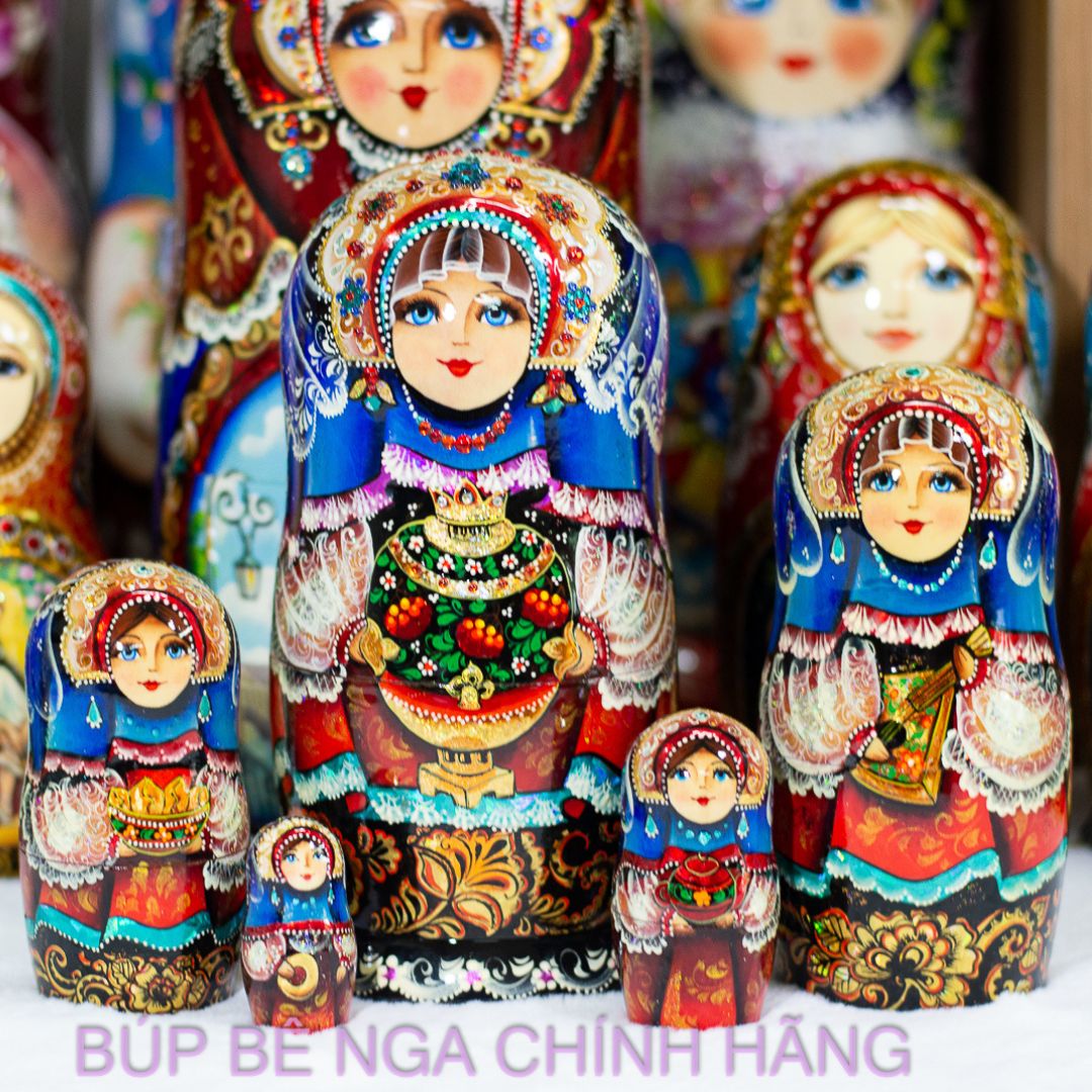 BỘ BÚP BÊ NGA MATRYOSHKA 5 LỚP 20CM CAO CẤP HOA VĂN "CÔNG CHÚA ÔM SAMOVAR" CỰC ĐẸP, TINH TẾ VÀ SANG TRỌNG