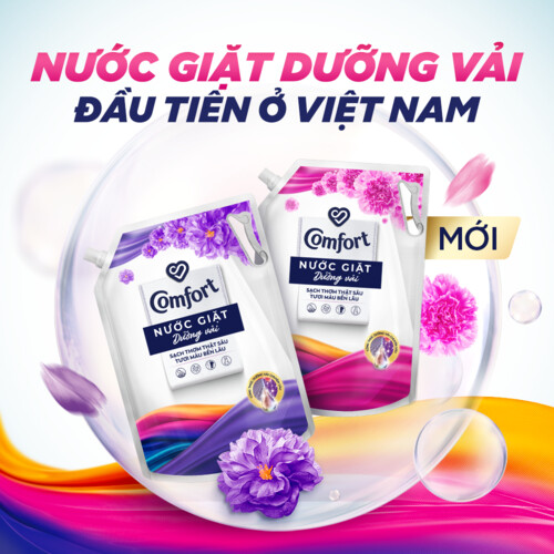 Nước giặt dưỡng vải Comfort Nước giặt xả đa chức năng hương Thời Thượng giúp quần áo sạch thơm & tươi màu Túi 3.8kg