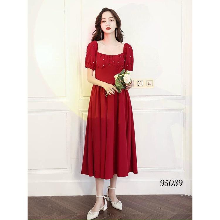 Đầm xoè đính ngọc cổ vuông siêu sang trọng - tôn dáng sành điệu tiểu thư cho các chị em