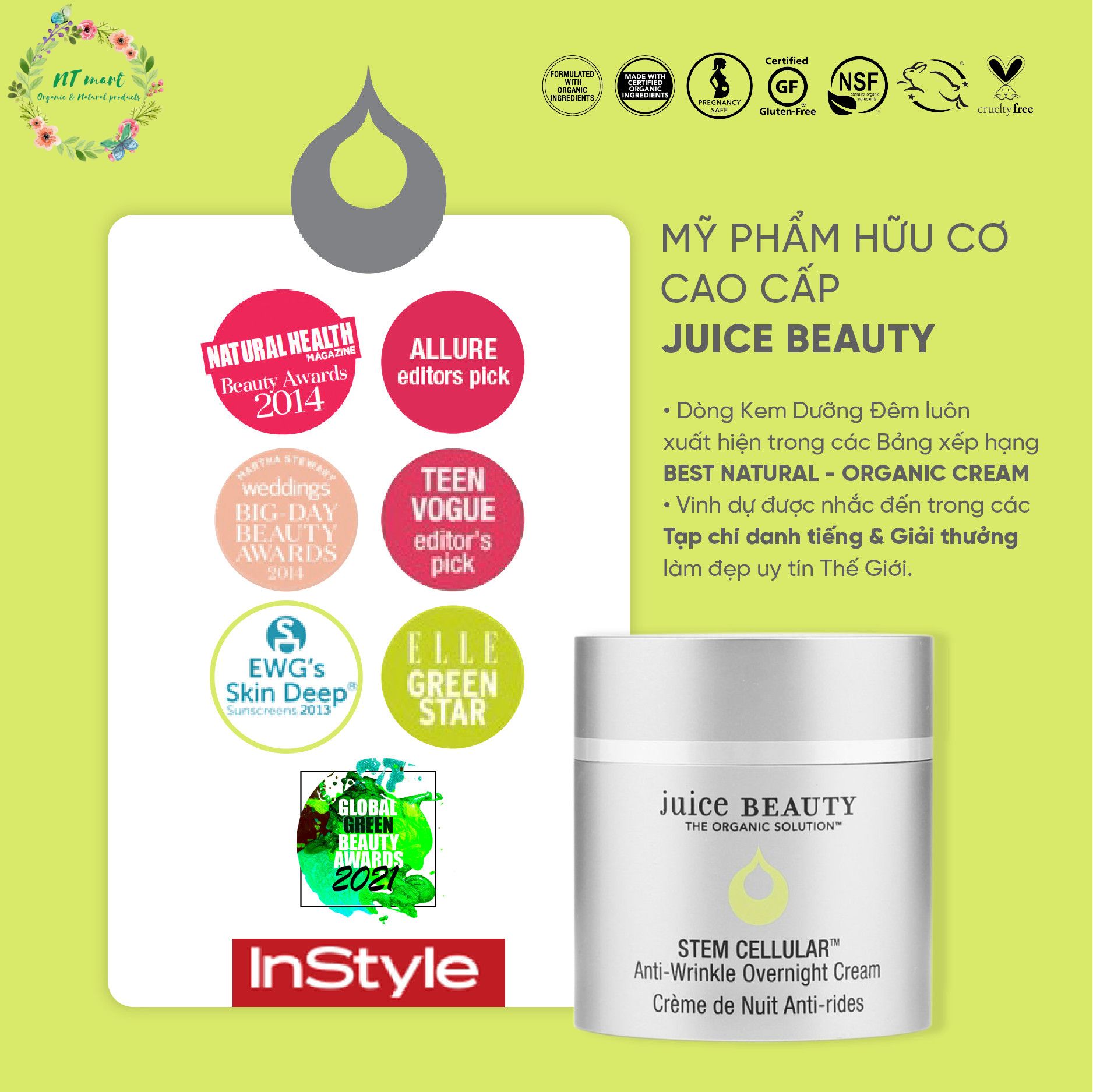 JUICE BEAUTY - Kem Dưỡng Chống Lão Hóa Sâu Ban Đêm Juice Beauty Stem Cellular Anti-Wrinkle Overnight 50ml