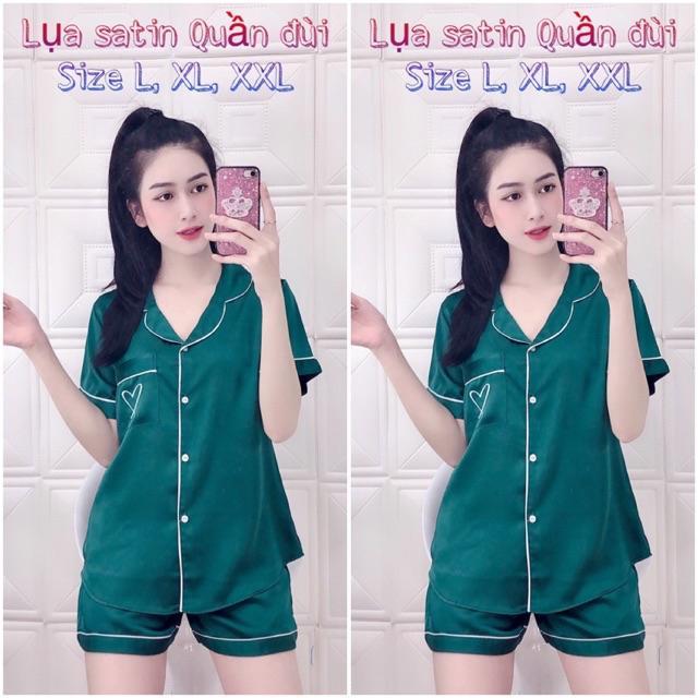 Size L-XL Bộ pijama LỤA SATIN ĐÙI cao cấp, có túi quần