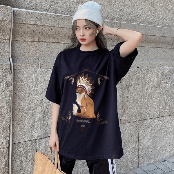 Áo Thun Unisex SUNDAY Moda Mèo thổ dân Đen Nam Nữ In Hình 100% Cotton - Local Brand Chính Hãng