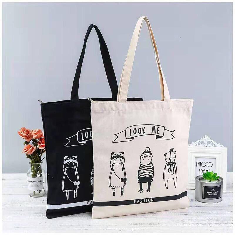 ( TRỢ GIÁ )Túi tote vải bố đựng đồ canvas thời trang , túi in hình LOOK ME loại đẹp