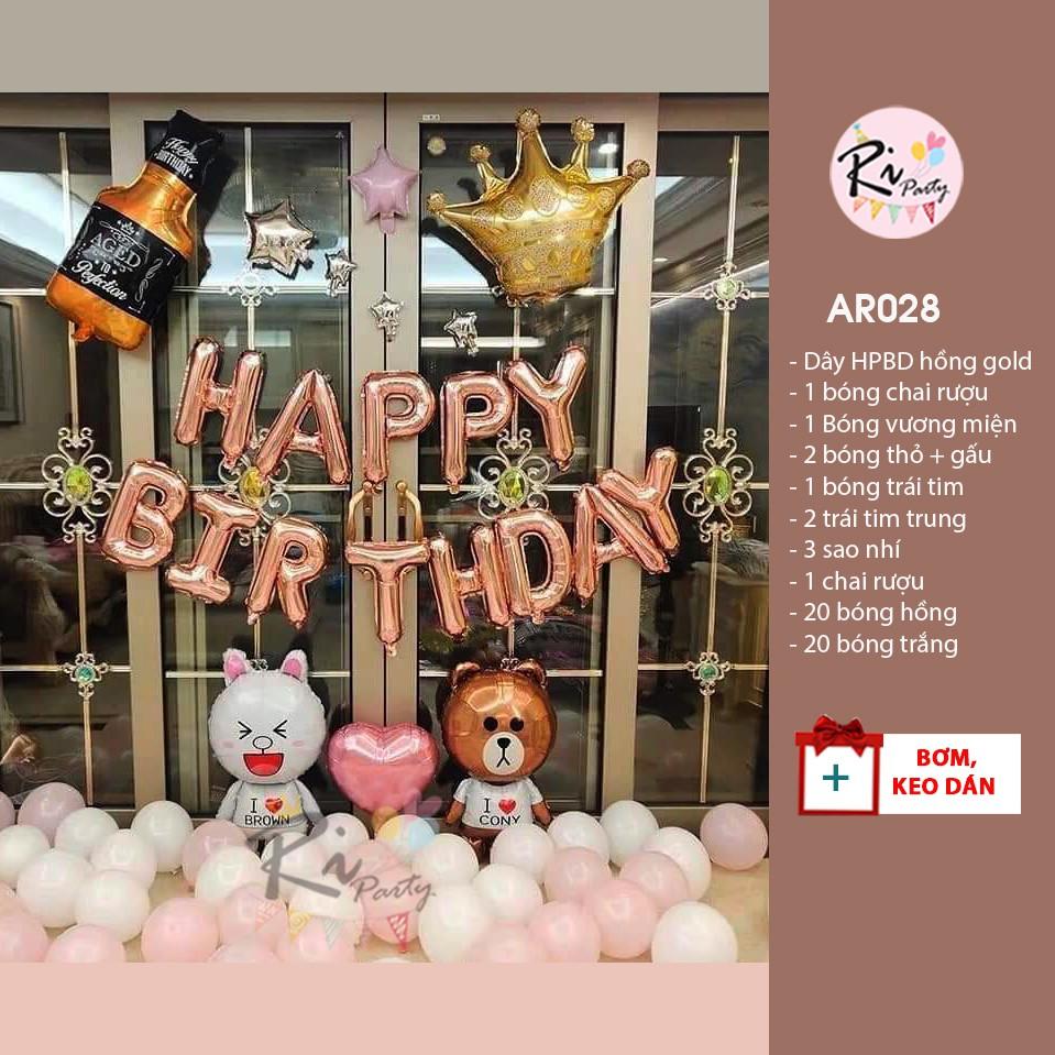 SET BÓNG TRANG TRÍ SINH NHẬT - Gấu Brown, Thỏ Cony