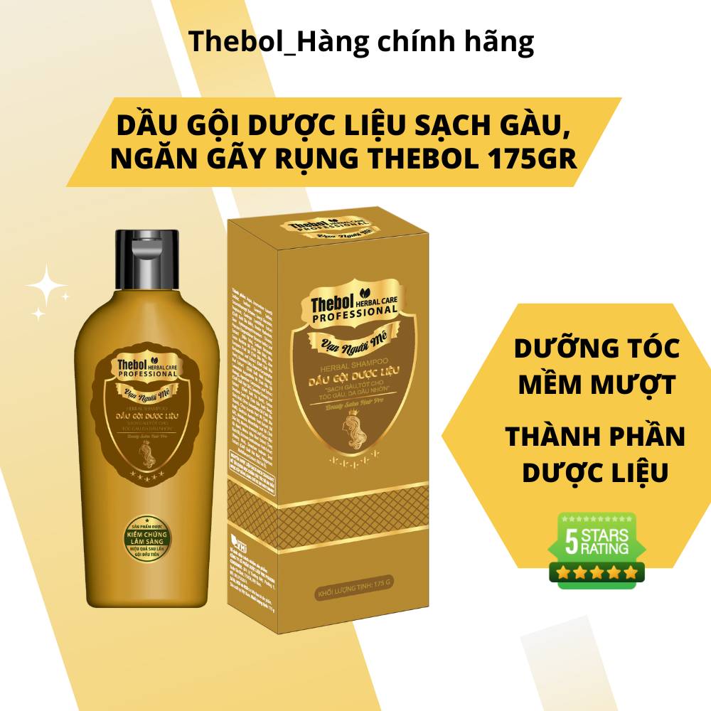 Dầu gội hỗ trợ trị gàu mượt tóc chiết xuất từ dược liệu sạch  Thebol vạn người mê 175g (combo 2 chai)