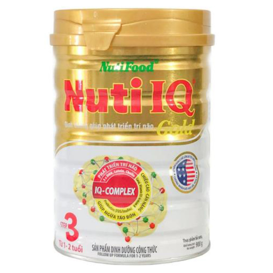 Sữa bột Nutifood Nuti IQ Gold Step 3 tăng cường DHA Phát triển trí não và thị giác  (900g) – cho trẻ từ 1 đến 2 tuổi