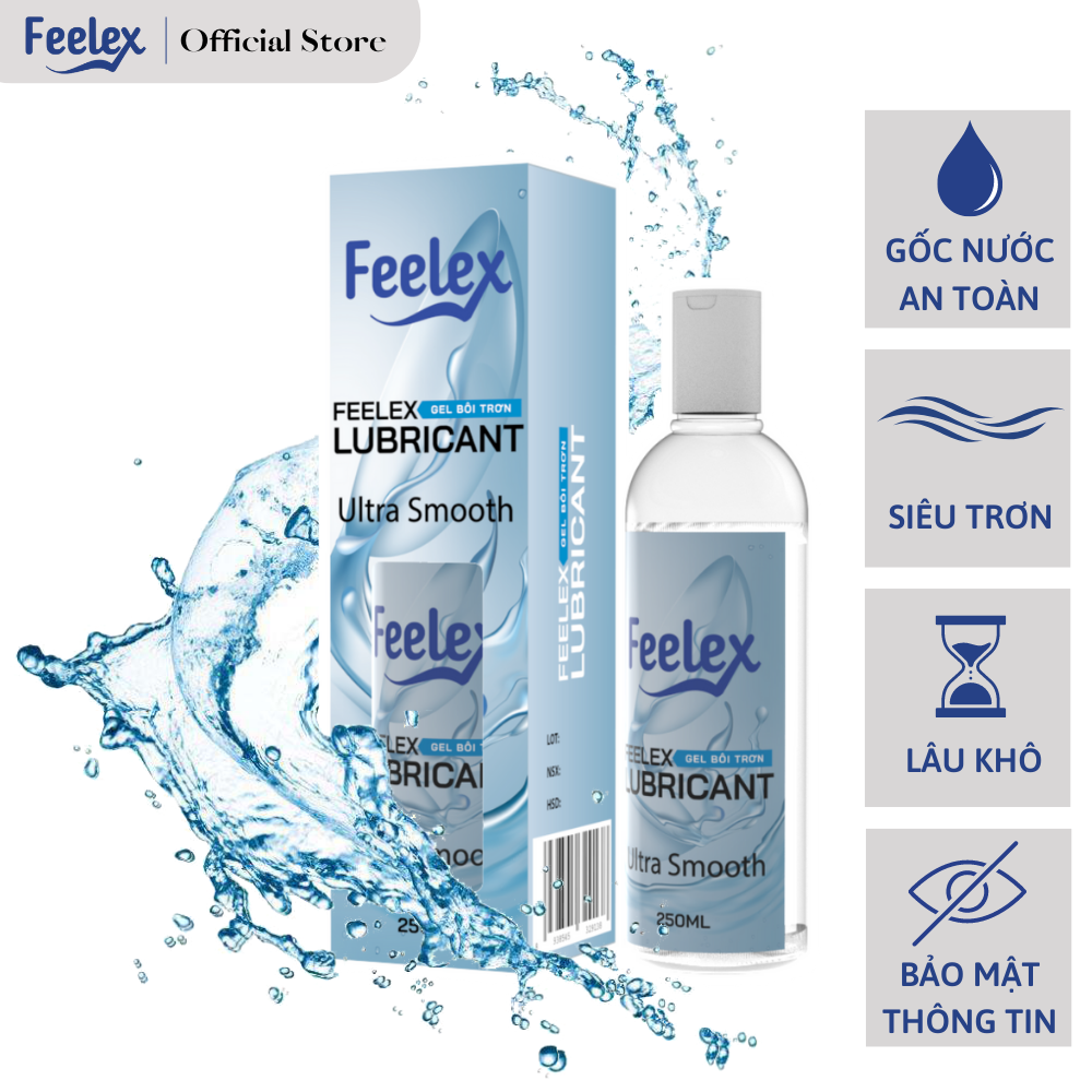 Gel bôi trơn quan hệ Feelex Lubricant Ultra Smooth mát lạnh, gấp đôi độ trơn - Lọ 250ml