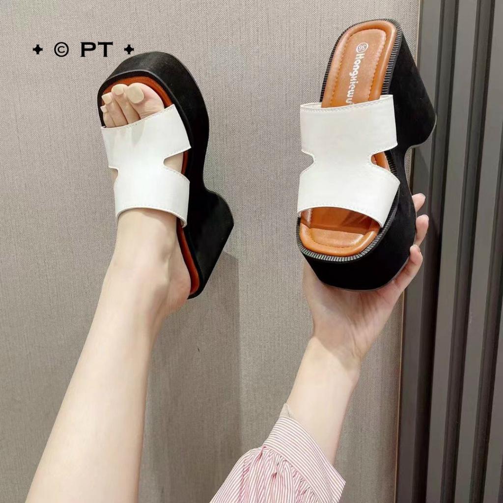 SANDAL nâng đế quai da nguyên miếng thời trang cao cấp Nữ-HM