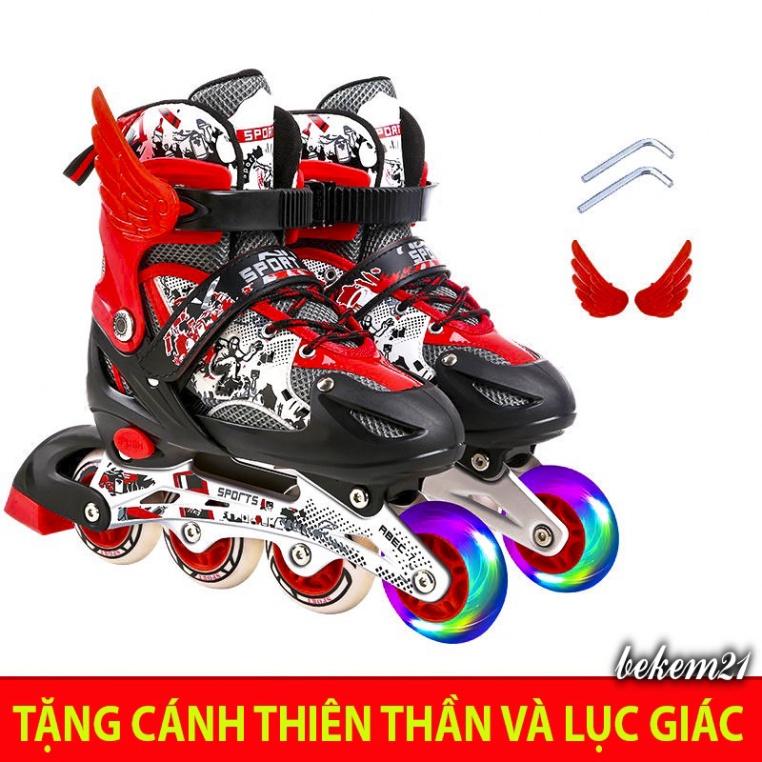 (TẶNG CÁNH) Rẻ Nhất Thị Trường Giày Trượt Patin Phát Sáng Sport Trẻ Em - Batin Người Lớn QF Thế Hệ Mới (Tặng 2 Cờ Lê