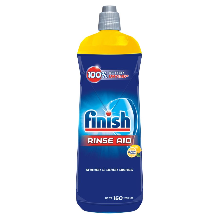 Nước làm bóng và khô chén, đĩa Finish Dishwasher Rinse Aid Shinier & Drier Dishes Lemon Sparkle 800ml QT004996 - hương chanh