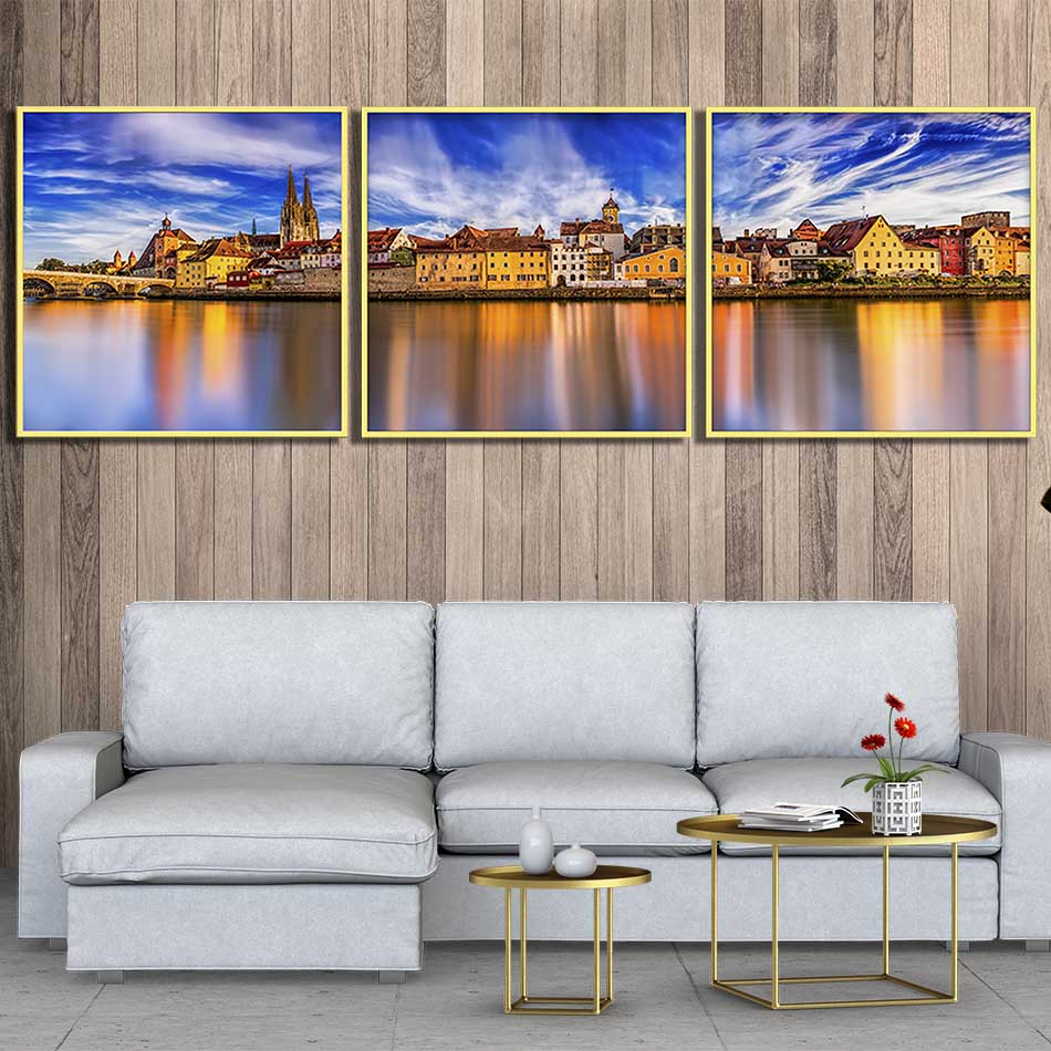 Tranh canvas treo tường Decor thành phố bên sông- DC113