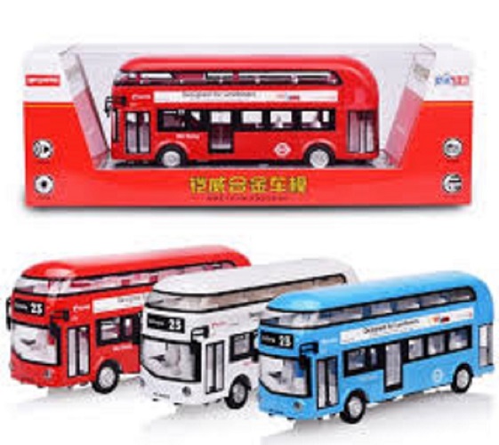 Đồ chơi xe bus bằng sắt 2 tầng màu sắc đẹp có đèn nhạc siêu bền màu ngẫu nhiên (KÈM PIN)