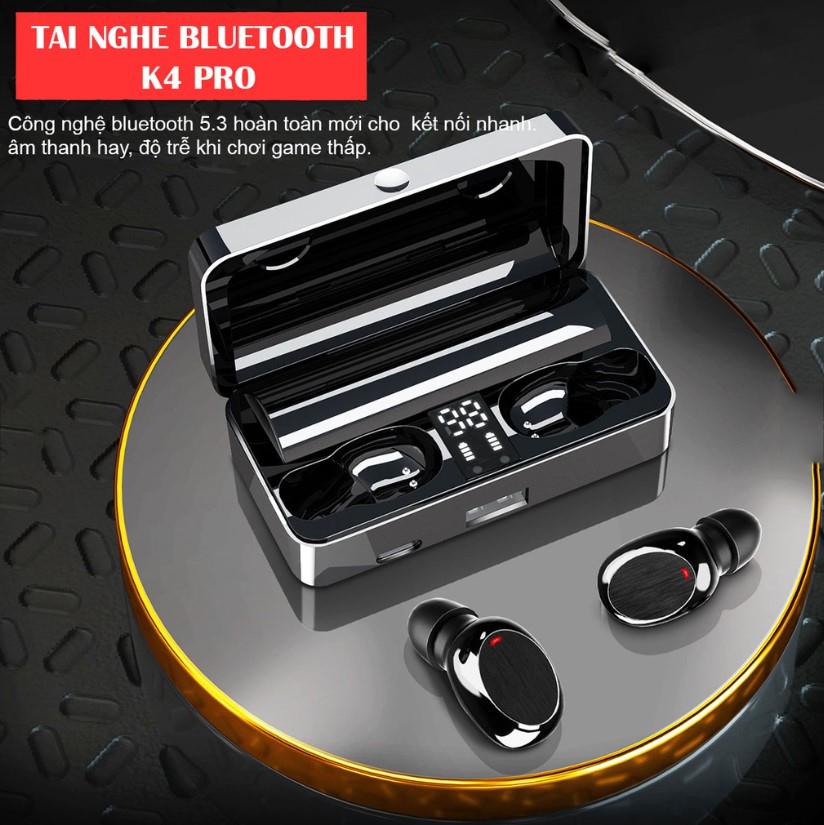 Tai Nghe Bluetooth K4 PRO Bản Cao Cấp Bluetooth 5.3 Cảm Ứng Âm Thanh 9D Sạc Dự Phòng Mẫu Mới - Hàng Chính Hãng