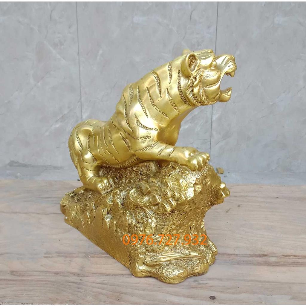 Tượng hổ cây tùng dài 27cm bằng đồng, tượng hổ phong thủy bằng đồng