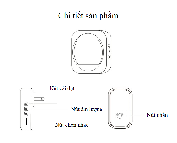 Chuông cửa không dây thông minh, siêu bền, có đồng hồ hiển thị, 433Hz (  TẶNG 03 NÚT KẸP ĐA NĂNG NGẪU NHIÊN )