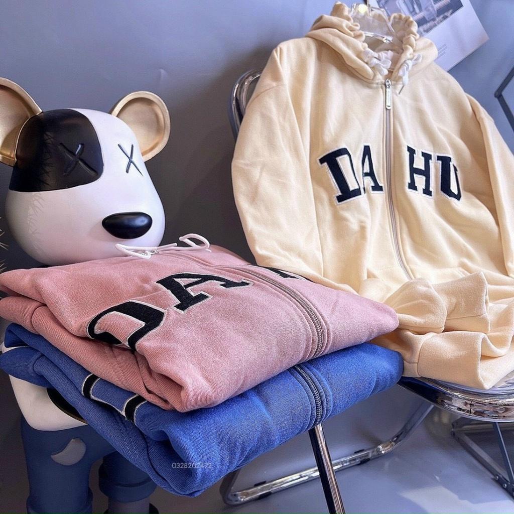 Áo Khoác Hoodie Kiểu Zip Kéo DAHU Thiết Kế Tay Phồng Nón Rộng Che Nắng Giữ Nhiệt Phong Cách Nhẹ Nhàng Cá Tính Siêu Đẹp