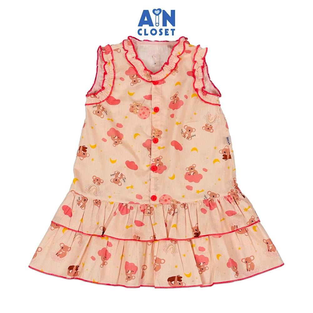 Đầm bé gái họa tiết Gấu Koala Hồng cotton - AICDBGEI1V6L - AIN Closet