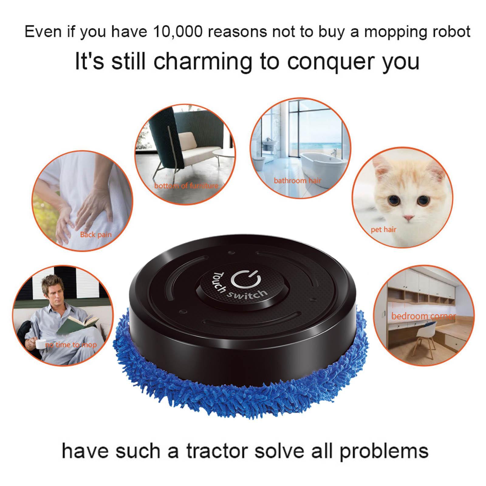 Robot Vacuum Cleaner, USB Rechargeable Automatic Sweeper, Steam Mop Robot, Smart Moving Path for Pet Hair, Low Floor Carpets