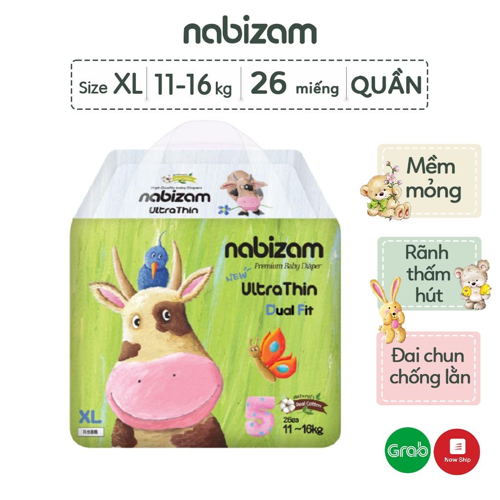 Set 2 Miếng Tã/Bỉm Quần NABIZAM Ultra Thin Mỏng Vượt Trội, Chống Tràn Size M32/L30/XL26/2XL22/3XL20