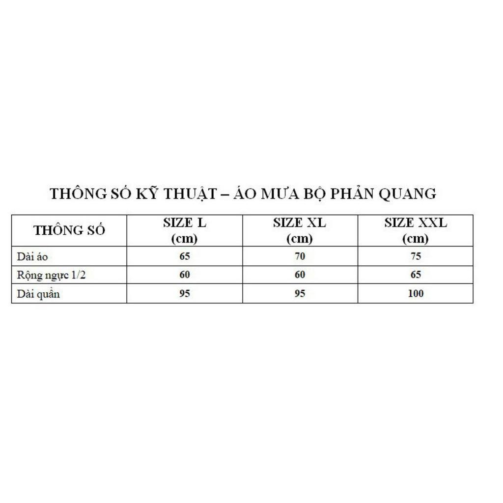 Áo mưa bộ 2 lớp phản Quang cao cấp