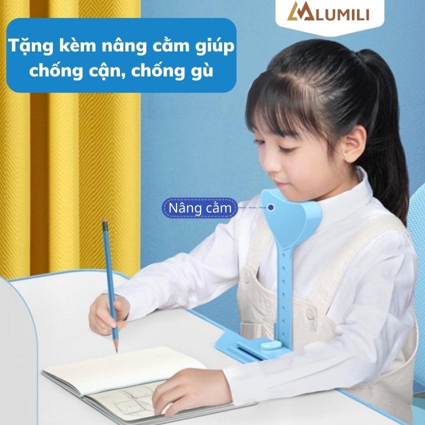 Bàn học trẻ em ABC house chống gù chông cận có kệ sách thông minh gỗ tự nhiên cao cấp, nâng hạ điều chỉnh mặt bàn độ cao