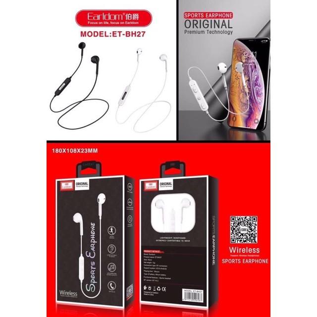 Tai Nghe Bluetooth Earldom BH27 2 Tai Có Dây Âm Bass Cao và Âm Treble Sáng Hàng Chính Hãng