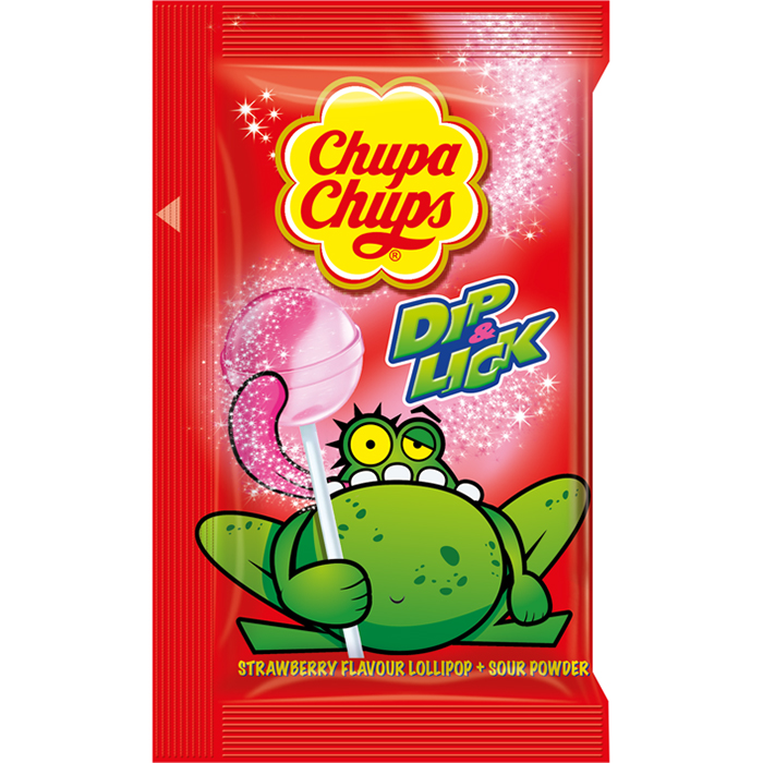 Chupa Chups Dip &amp; Lick Kẹo Chấm Mút Hương Cola &amp; Dâu Với Bột Chua (12 Gói)