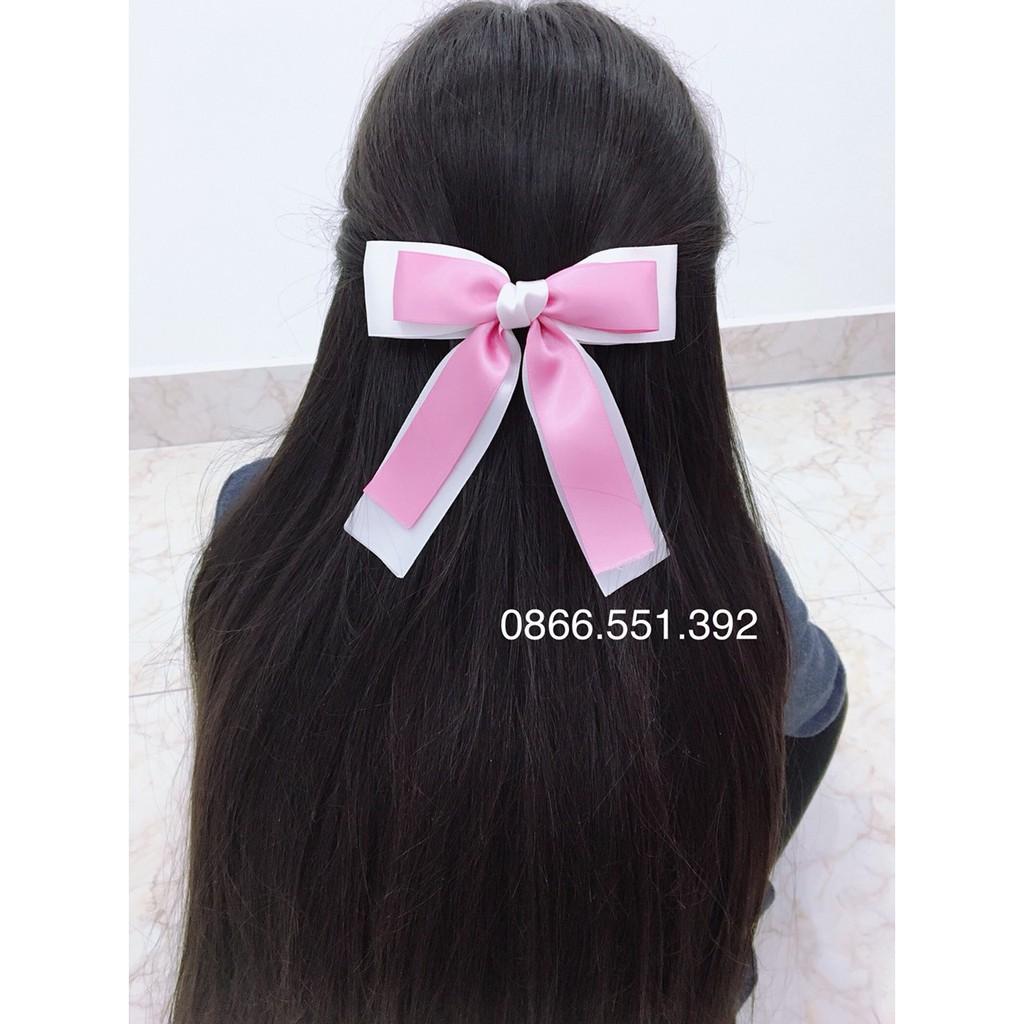 Kẹp tóc nơ satin lụa cao cấp phối màu cực xinh/ cột tóc nơ lụa cao cấp