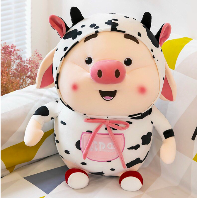 Thú nhồi bông heo tiktok cosplay bò sữa - Size từ 35cm đến 45cm -Quà tặng gấu. bông heo tiktok đáng yêu êm mịn