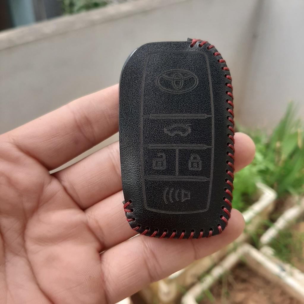 Bao da chìa khóa chìa độ Toyota, da thật bảo hành 2 năm, khắc tên và số đt chủ xe,đen chỉ đen