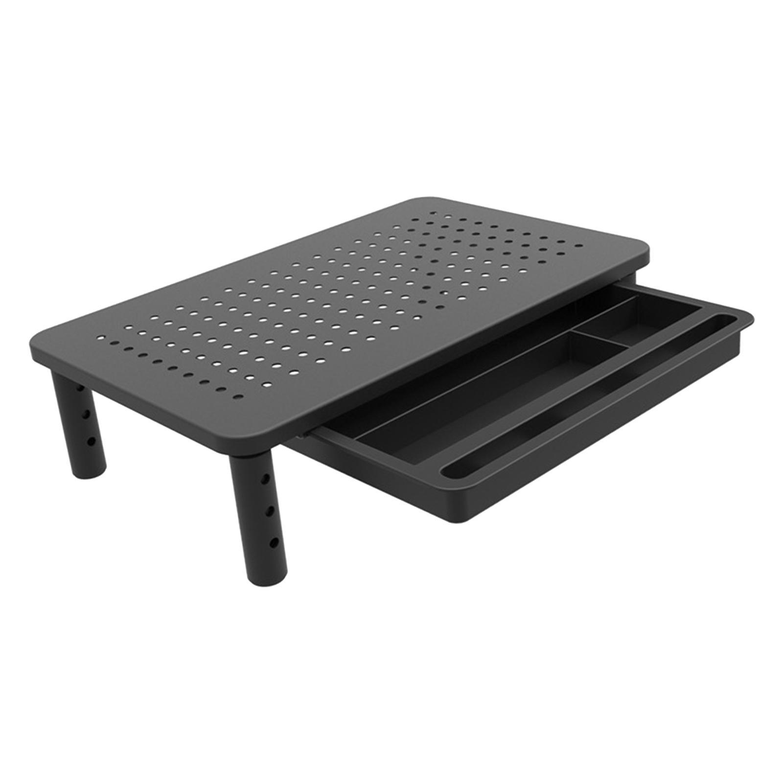 Portable Monitor Stand with Drawer Laptop Riser Shelf Sturdy Height Adjustable Computer Monitor Riser