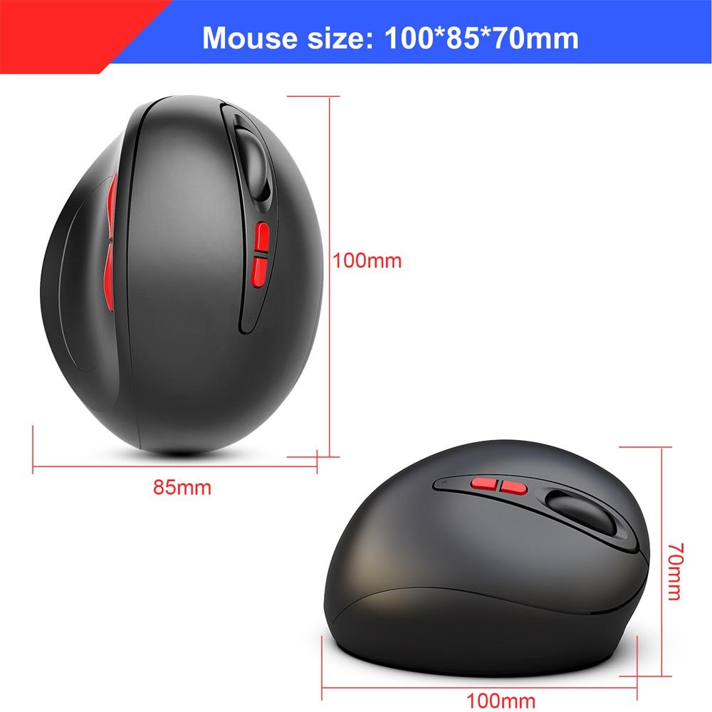 HXSJ T33 2.4GHz Vertical Wireless Mouse 7 Keys 2400DPI Mice Wireless Ergonomics Mouse for PC Laptop(Black)