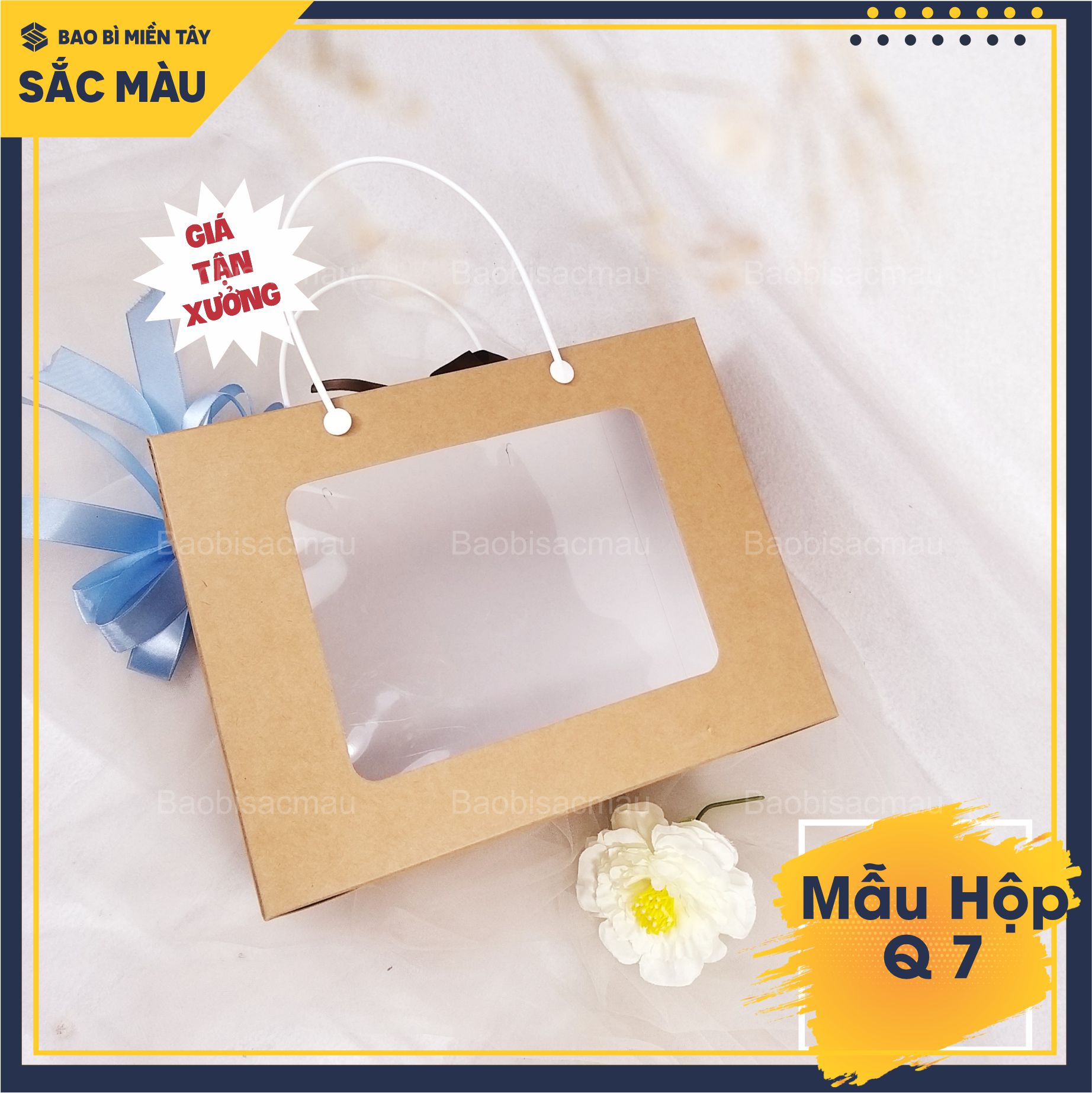 COMBO 5 Hộp giấy kraft có quai nhựa xách ( Q7) đựng bánh mứt, hủ yến, trái cây, quà tặng .... và các đồ dùng khác