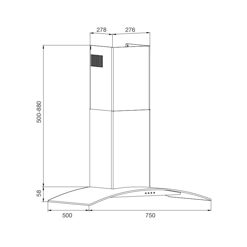 Máy Hút Mùi Áp Tường Malloca MC 750E - Công Suất Hút 750 m3/h - Ngang 75cm - Hàng Chính Hãng