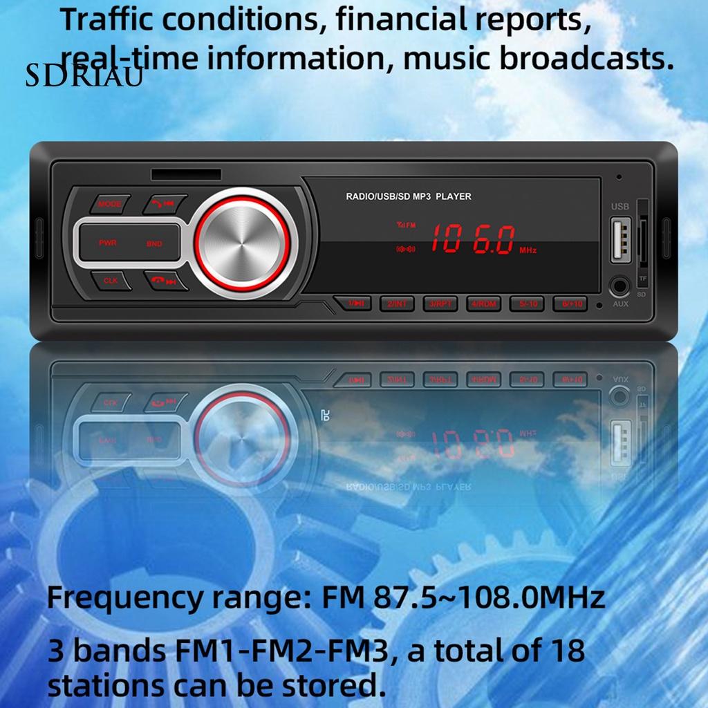 *QCDZ* 5208E Universal Handsfree Car MP3 Player Compact Bluetooth FM Radio Player Supporting U Disk TF Card AUX for 12V Automobiles