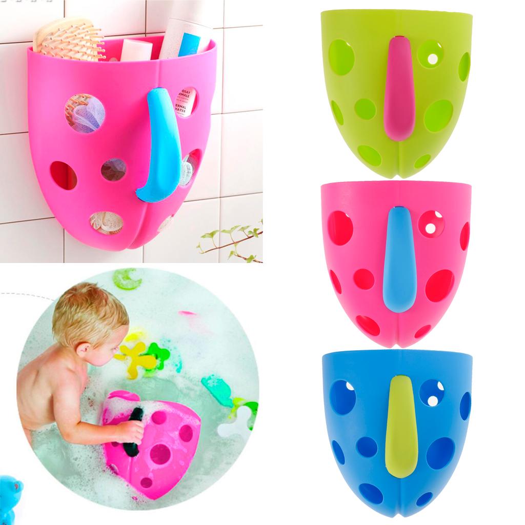 Baby Bathing Accessories Bath Toys Sucker Storage Basket Organizer -Blue