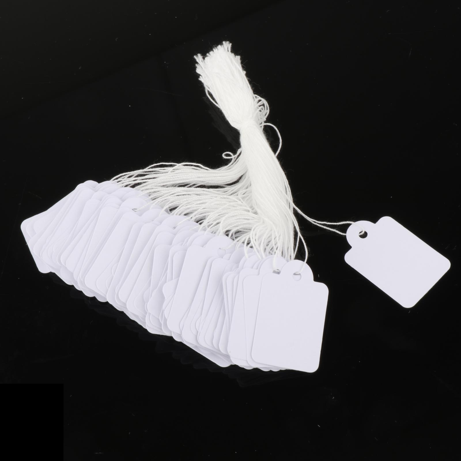 100Pcs Labeling Tags Blank Gift Tags with String Attached Marking Strung Tags Writable Paper Tags for Birthday Rings Clothing Wedding Retail
