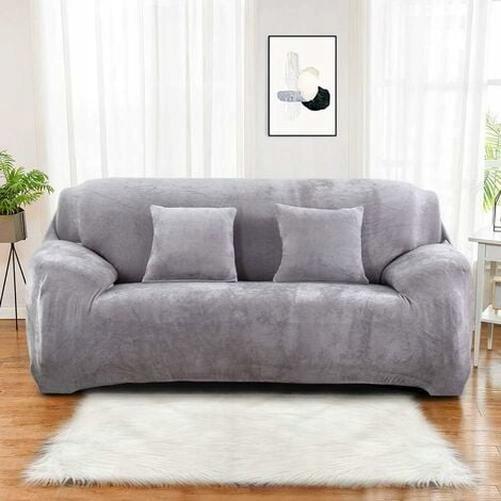 1 Bọc ghế sofa 2 chỗ ngồi (không bao gồm đệm) Bọc nhung màu trơn Dễ lắp Vải co giãn đàn hồi Có thể giặt bằng máy (2 chỗ ngồi: 145-185cm, xám nhạt)