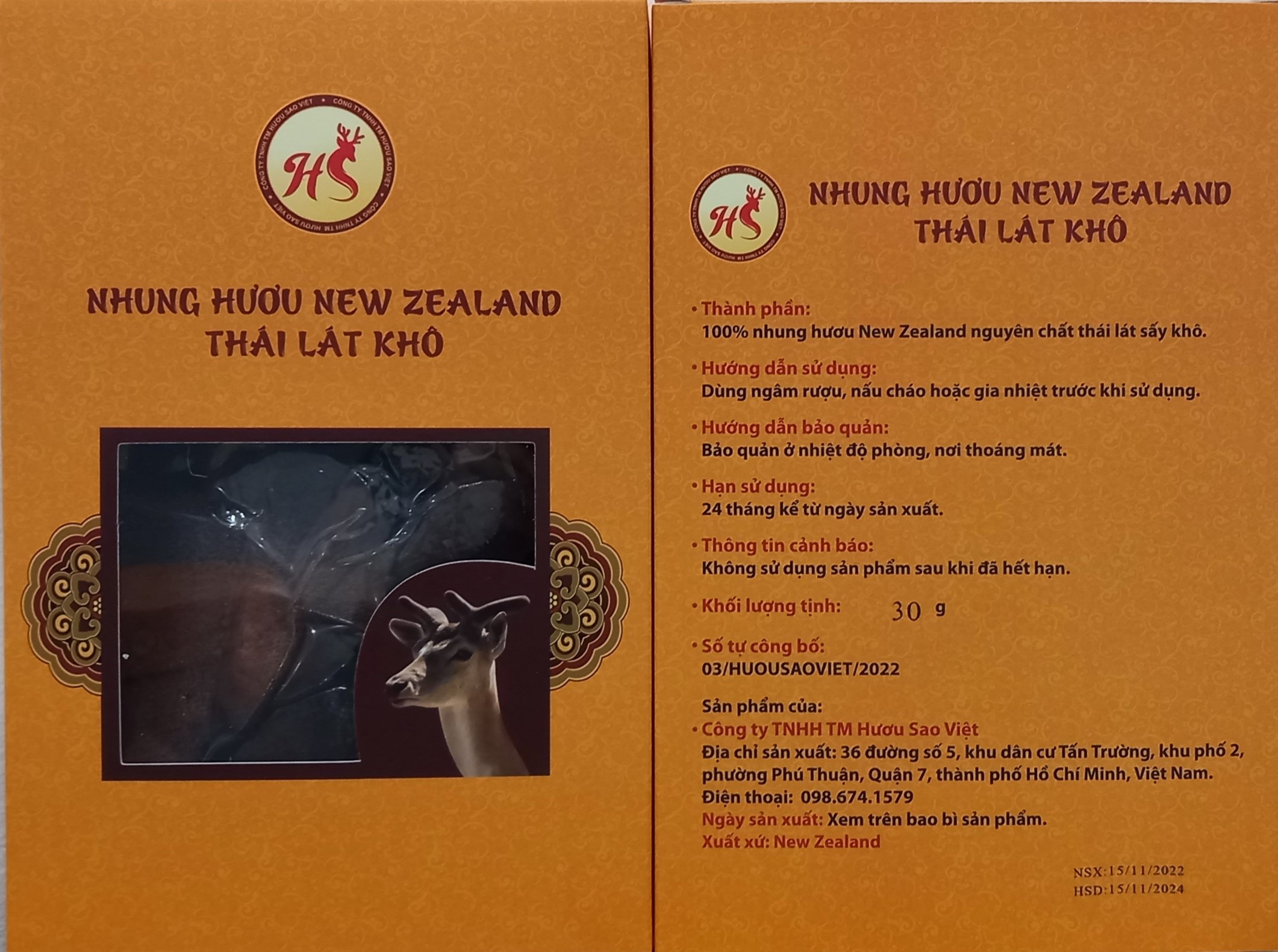 Nhung Hươu New Zealand thái lát khô 30 gram