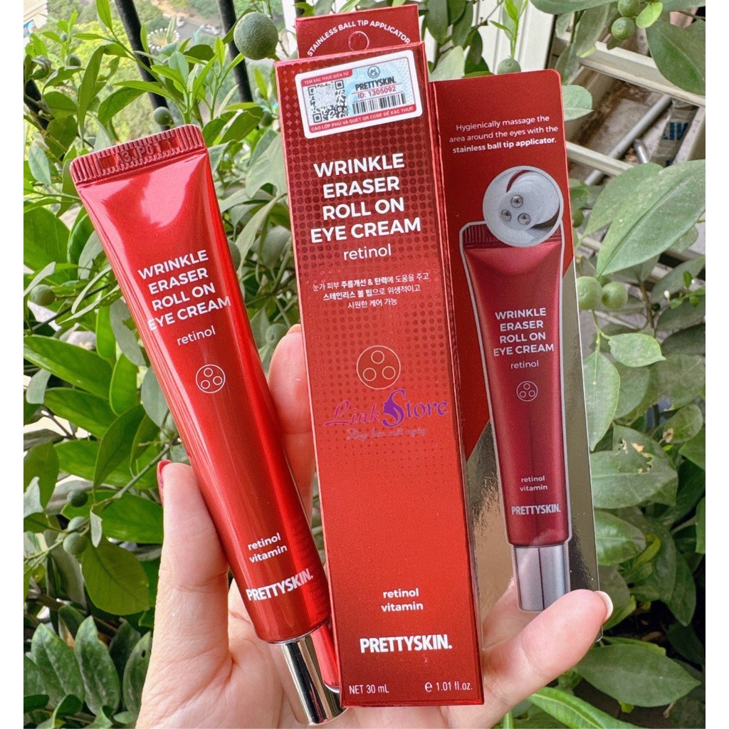 Kem dưỡng mắt giảm mờ thâm quầng mắt Retinol Pretty Skin, cải thiện nếp nhăn Prettyskin Wrinkle eraser roll on eye cream