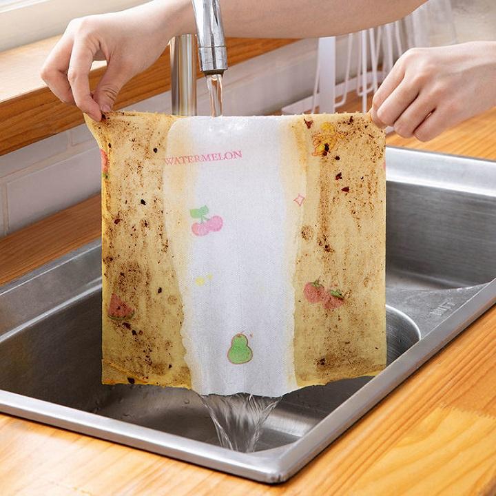 Khăn giấy lau bếp đa năng Đa Năng Trắng Họa Tiết, có thể giặt tái sử dụng
